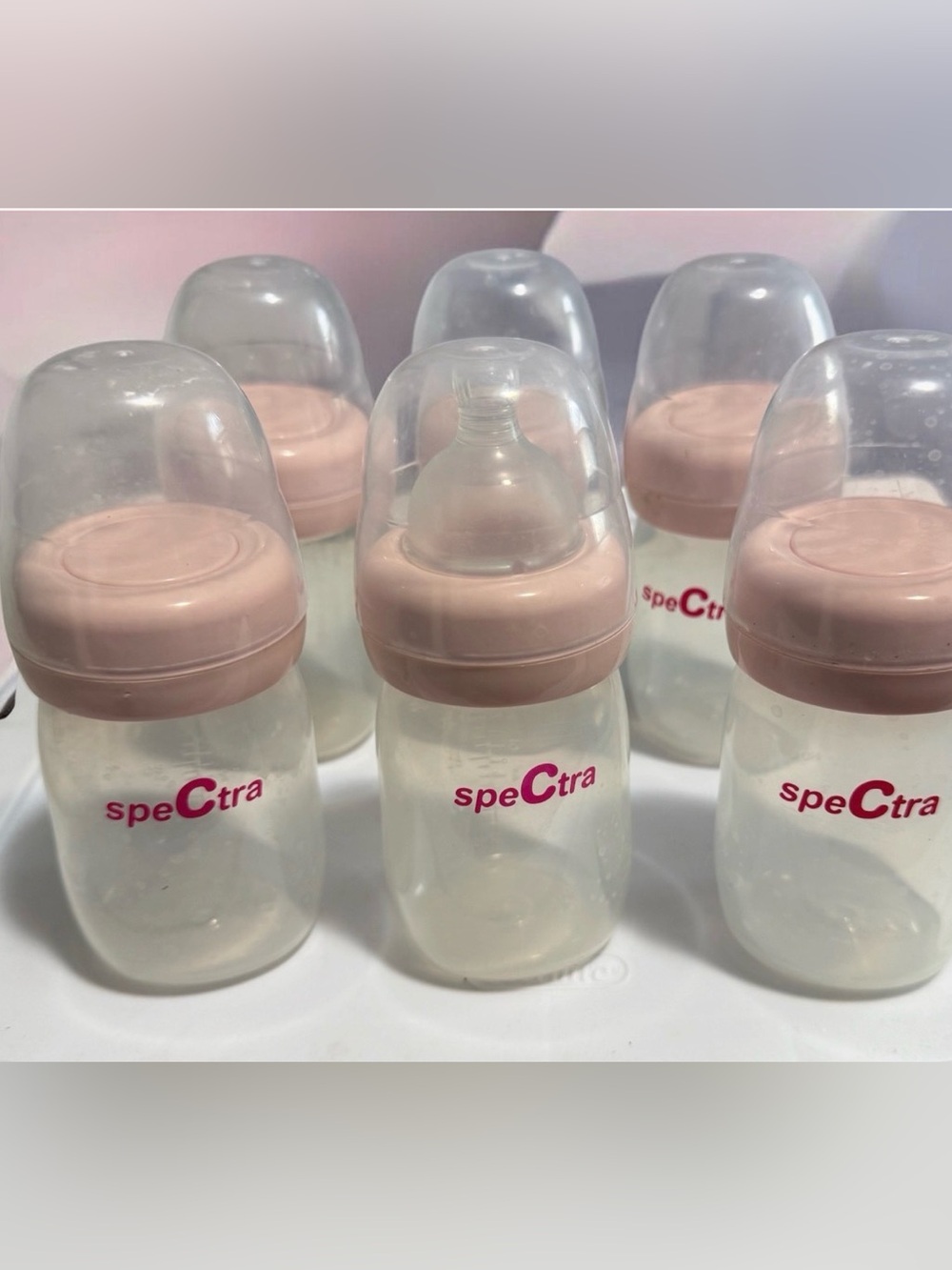 6 speCtra 5.4oz/160ml Breast Milk Storage Nursing Baby Bottles Pink